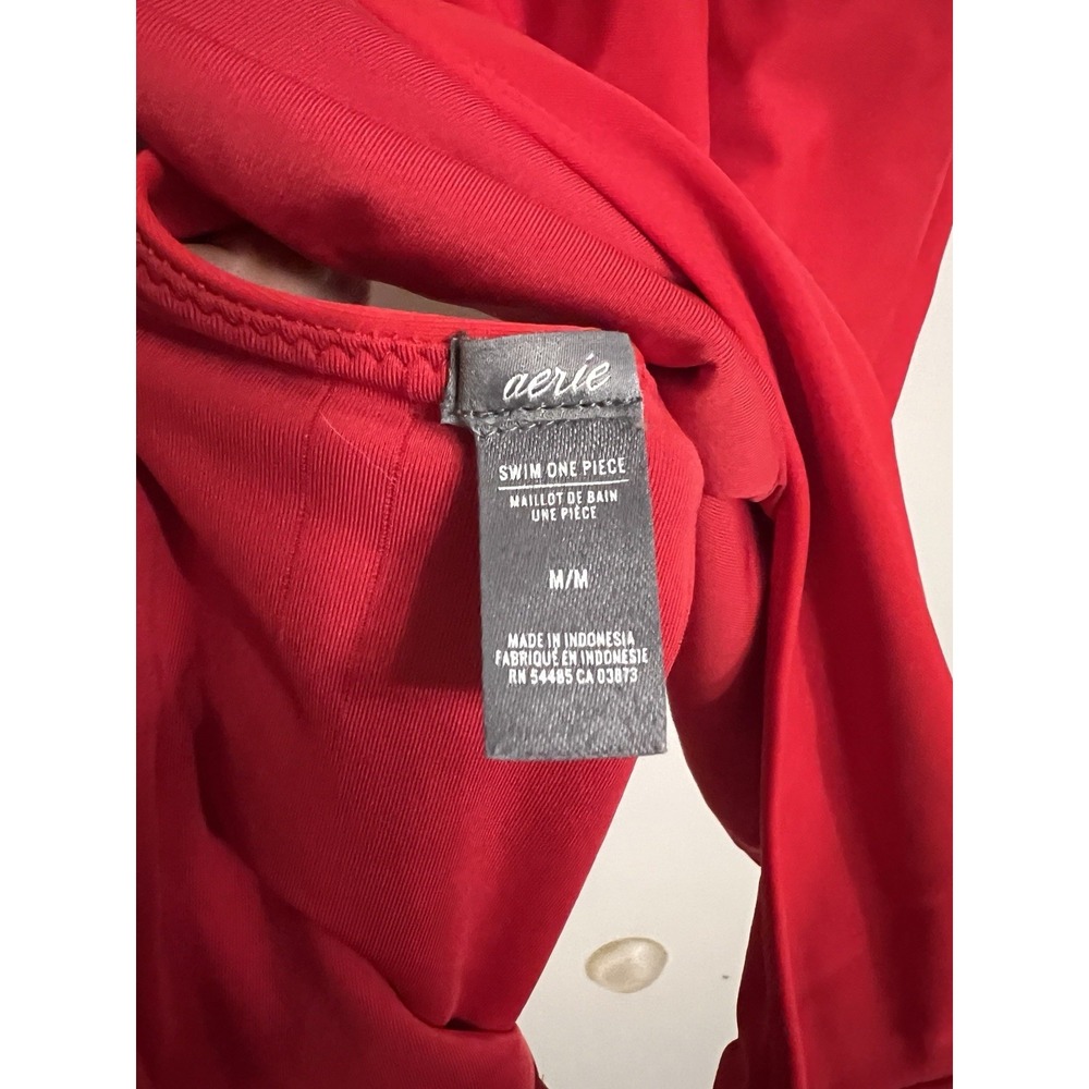 Aerie Womens One Piece Swimsuit Crochet High Neck Low Back Red Size Medium - Picture 4 of 6